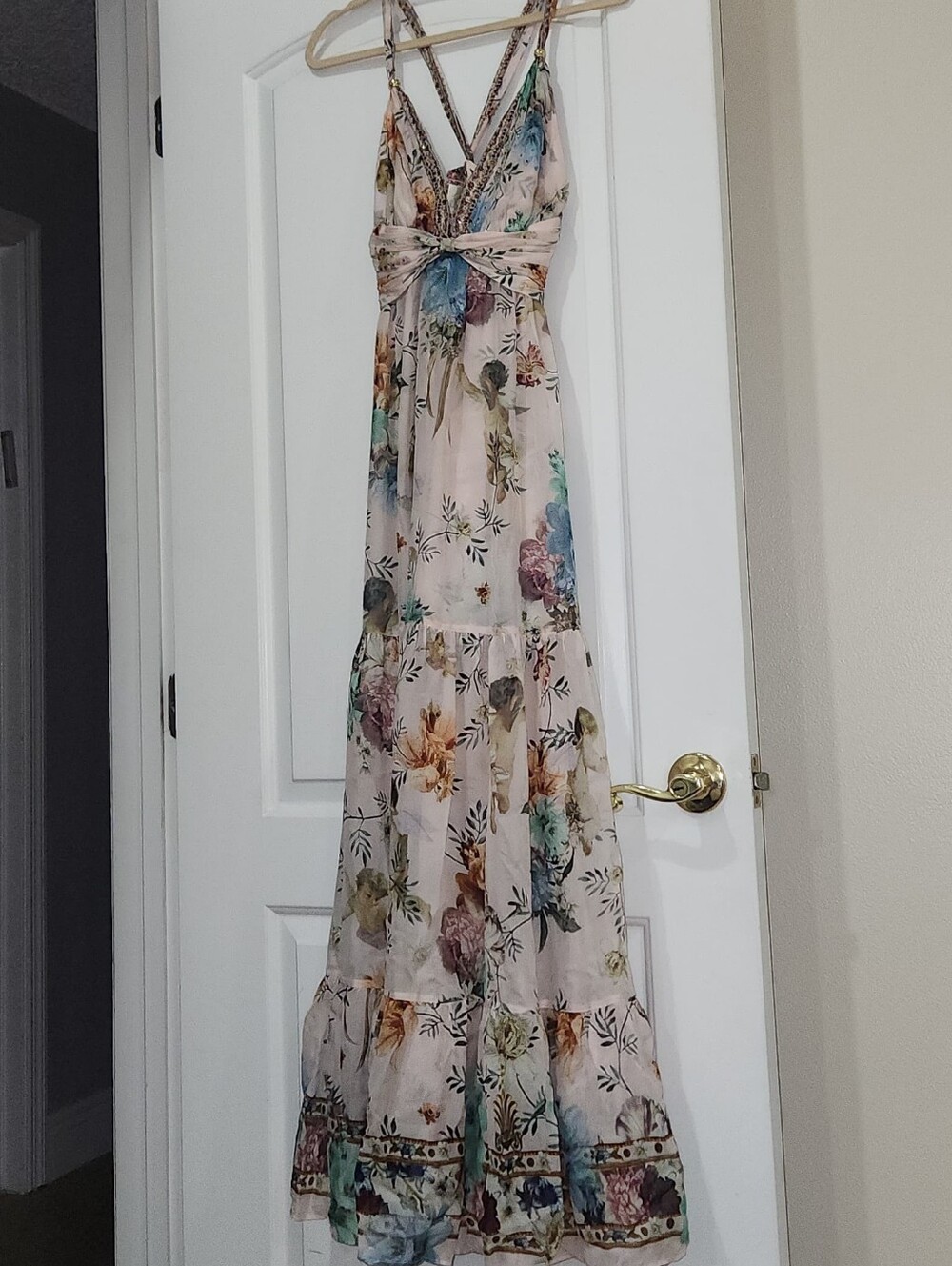 Camilla Silk Bead Strap Gathered Panel Dress Pink Bambino Bliss RARE UNICORN - Picture 9 of 16